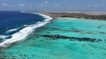 Sorobon Beach At Kralendijk In Bonaire Netherlands Antilles. Beach Landscape. Caribbean Island....