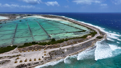 Bonaire Skyline At Kralendijk In Bonaire Netherlands Antilles. Beach Landscape. Caribbean Island. Kralendijk At Bonaire Netherlands Antilles. Seascape Outdoor. Nature Tourism.