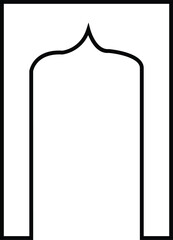 Arabic arch window and doors icon. Traditional and culture Vector isolated on white background. Collection of patterns in oriental style. Frames in Islamic Muslim design for Ramadan Kareem.