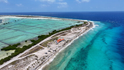 Bonaire Skyline At Kralendijk In Bonaire Netherlands Antilles. Beach Landscape. Caribbean Island....