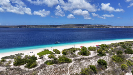 Klein Bonaire At Kralendijk In Bonaire Netherlands Antilles. Island Beach. Blue Sea Landscape....