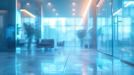 Fototapeta premium Modern office life, with blurred furnishings and light blue