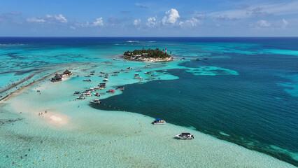 San Andres Aquarium At San Andres In Caribbean Island Colombia. Colombian Caribbean Beach. Blue Sea...