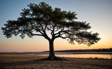 Obraz premium professional photograph of single tree in sunset