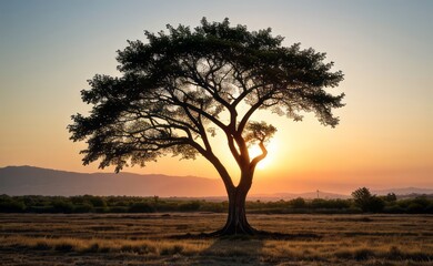 Naklejka premium professional photograph of single tree in sunset