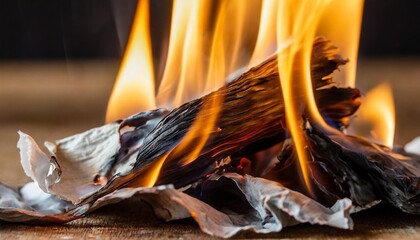 burning paper close up showcasing the textures and colors of the fire cinematic shot wallpaper ai