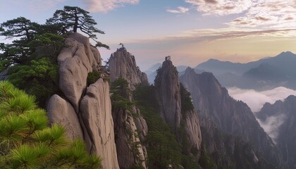 huangshan pine trees located in huangshan mountain anhui china - Powered by Adobe
