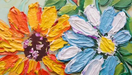abstract oil paint flowers on canvas