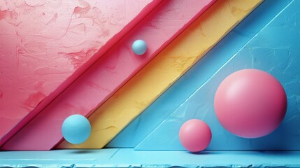 Close Up of a Pink and Blue Staircase