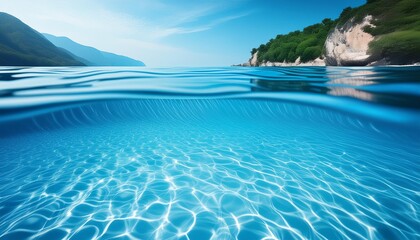 close up of blue water and ripples in a blue pool pool underwater view generative ai illustration