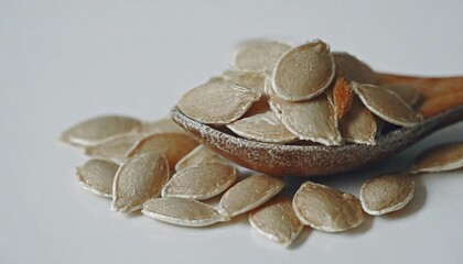 dried pumpkin seed isolated on white background close up photo - Powered by Adobe