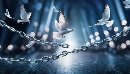 freedom chains that transform into birds charge concept - Powered by Adobe