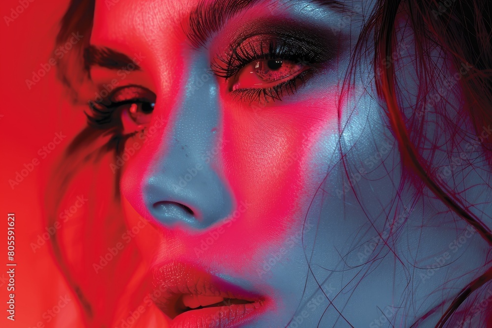 Poster this image features a blend of vibrant red to purple hues with a smooth gradient and subtle texture