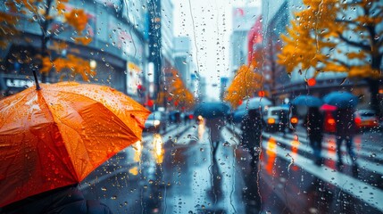 Couple Walking Down Street Holding Umbrellas