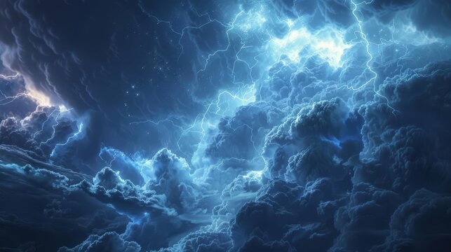 Craft a stunning CG 3D scene of a thundercloud brewing, crackling with electric energy on the brink of a stormy summer downpour, emphasizing dynamic weather at its peak