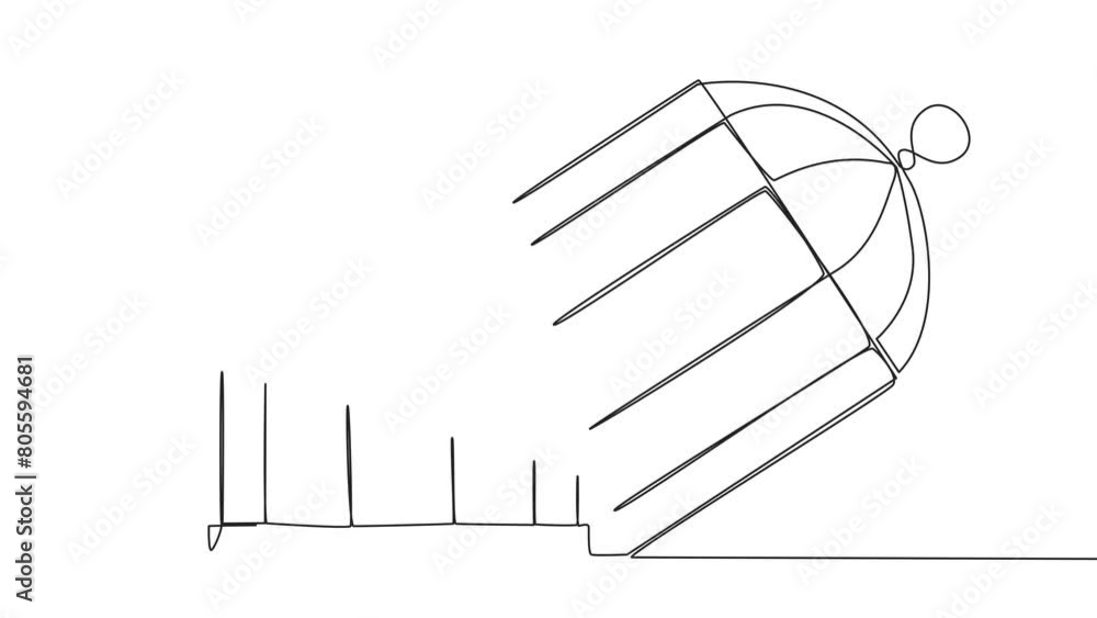 Poster animated self drawing of continuous line drawing smart robot trapped in the cage holds samurai. expr