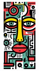 Abstract Portrait of a Womans Face With Colorful Shapes