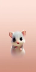 Small White Mouse on Pink Surface