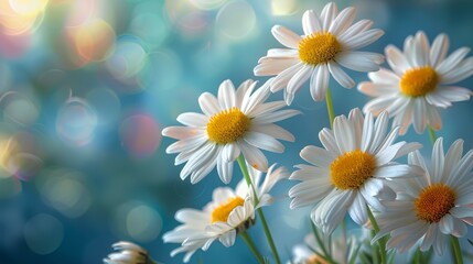 Fototapeta premium Cluster of White Daisies With Yellow Centers