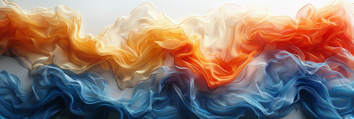 Obraz premium Flowing colorful fabric waves for abstract fashion design or dynamic textile backgrounds.