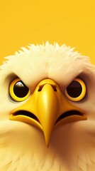 Close Up of Bald Eagle on Yellow Background