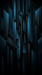 Black and Blue Abstract Background With Gold Lines