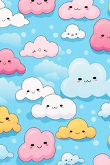 Fluffy Clouds Drifting in the Blue Sky