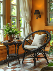 Round table and chairs in kitchen
