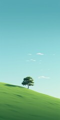 Fototapeta premium Lone Tree on Green Hill