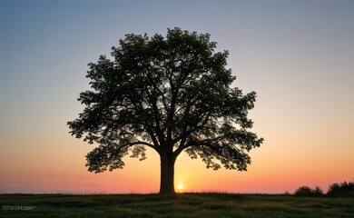 Fototapeta premium professional photograph of single tree in sunset