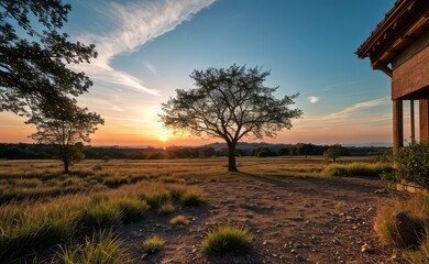 Naklejka premium professional photograph of single tree in sunset