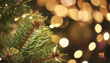 pine tree close up with background lights