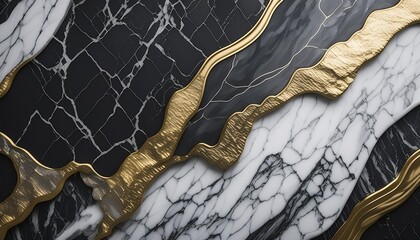 textured of the black marble background gold and white patterned natural of dark gray marble texture - Powered by Adobe