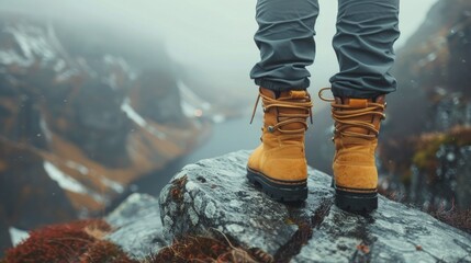 Person Standing on Top of a Mountain