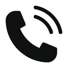 Simple black telephone call symbol isolated on white background