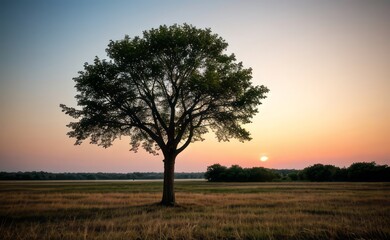 Fototapeta premium professional photograph of single tree in sunset