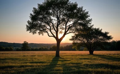Fototapeta premium professional photograph of single tree in sunset
