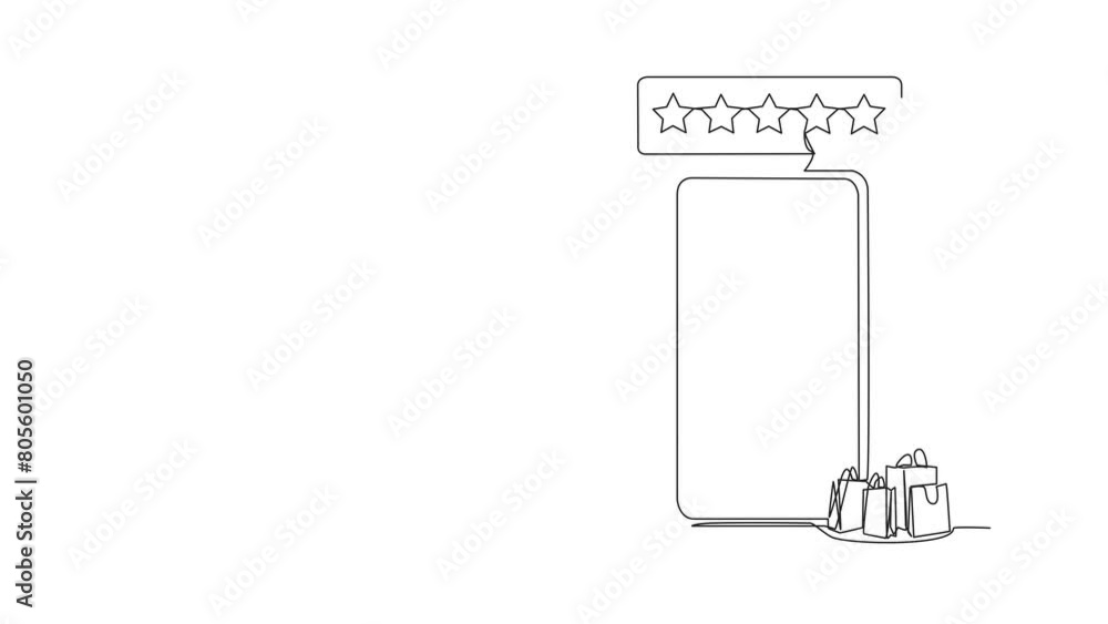Poster self drawing animation of single continuous line drawing robotic artificial intelligence leaning on 