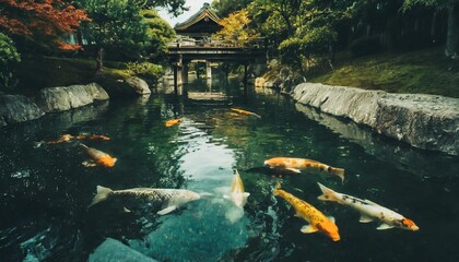 koi fish pond in tokyo japan