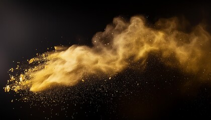 gold dust explosion on black ground background gold dust explode on black ground