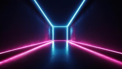 3d render abstract simple background illuminated with pink blue neon neon light