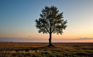 Fototapeta premium professional photograph of single tree in sunset