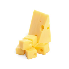 Cut fresh delicious cheese isolated on white