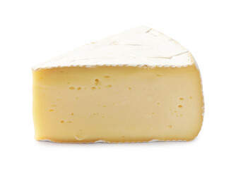 Piece of tasty camembert cheese isolated on white