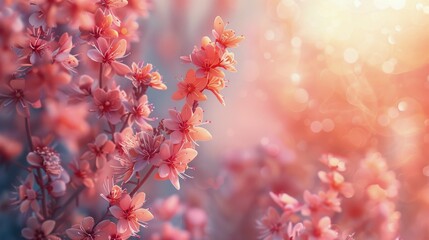 Close Up of Pink Flowers on Blue Background