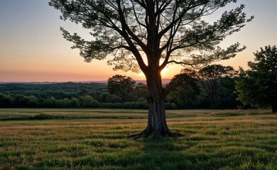 Fototapeta premium professional photograph of single tree in sunset