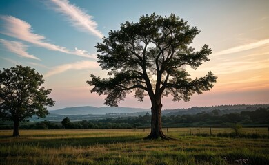 Obraz premium professional photograph of single tree in sunset