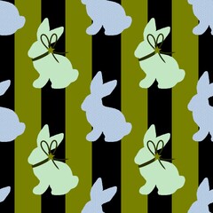 Cartoon Easter rabbit seamless bunnies pattern for wrapping paper and fabrics and linens and kids clothes