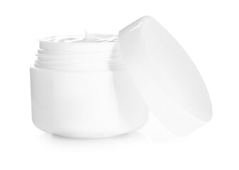 Jar of body care cream isolated on white