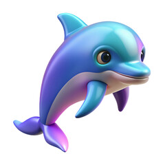 3D dolphin with transparent and purple background